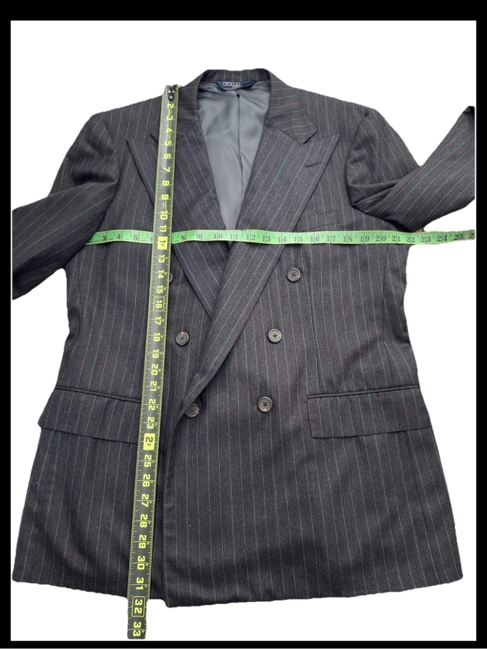 Vintage Polo Ralph Lauren Suit Jacket 43R Double Breasted Pinstripe USA Neiman - Picture 5 of 8